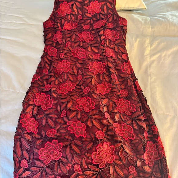 White House Black Market Red and Black Lace Dress - Picture 3 of 5